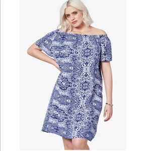 Ellos Plus Size Printed Smock Dress, Size 18